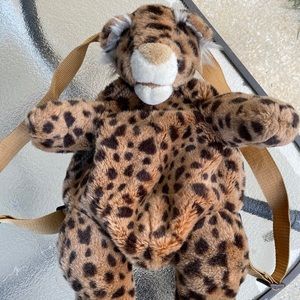 Vintage Leopard Plush Backpack Purse